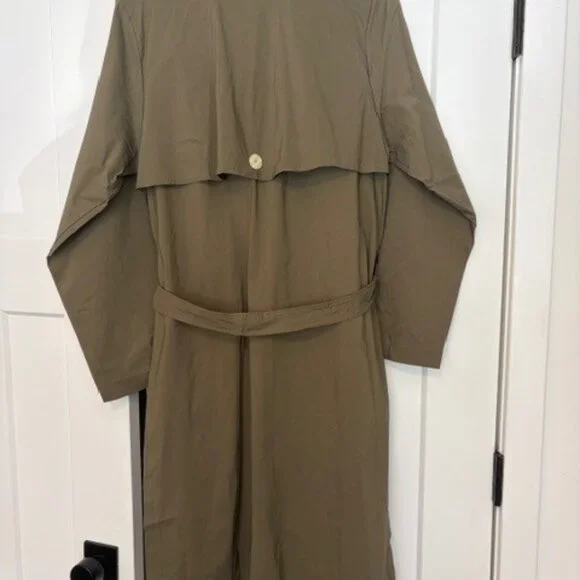 NWT Mus & BomBon Norte Trench Coat Olive Green | Lightweight Belted | Size S - Picture 3 of 7